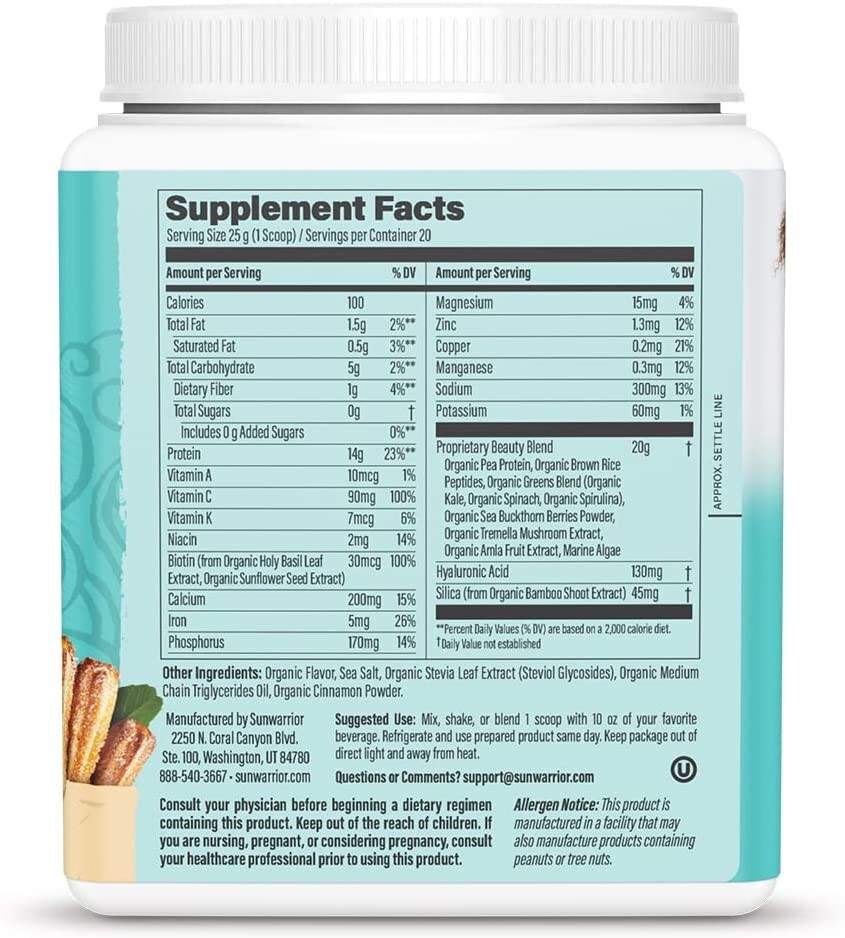 Sunwarrior – Collagen Building Protein Peptides | Drink Mix, Churro, 1.1 Lb/500g