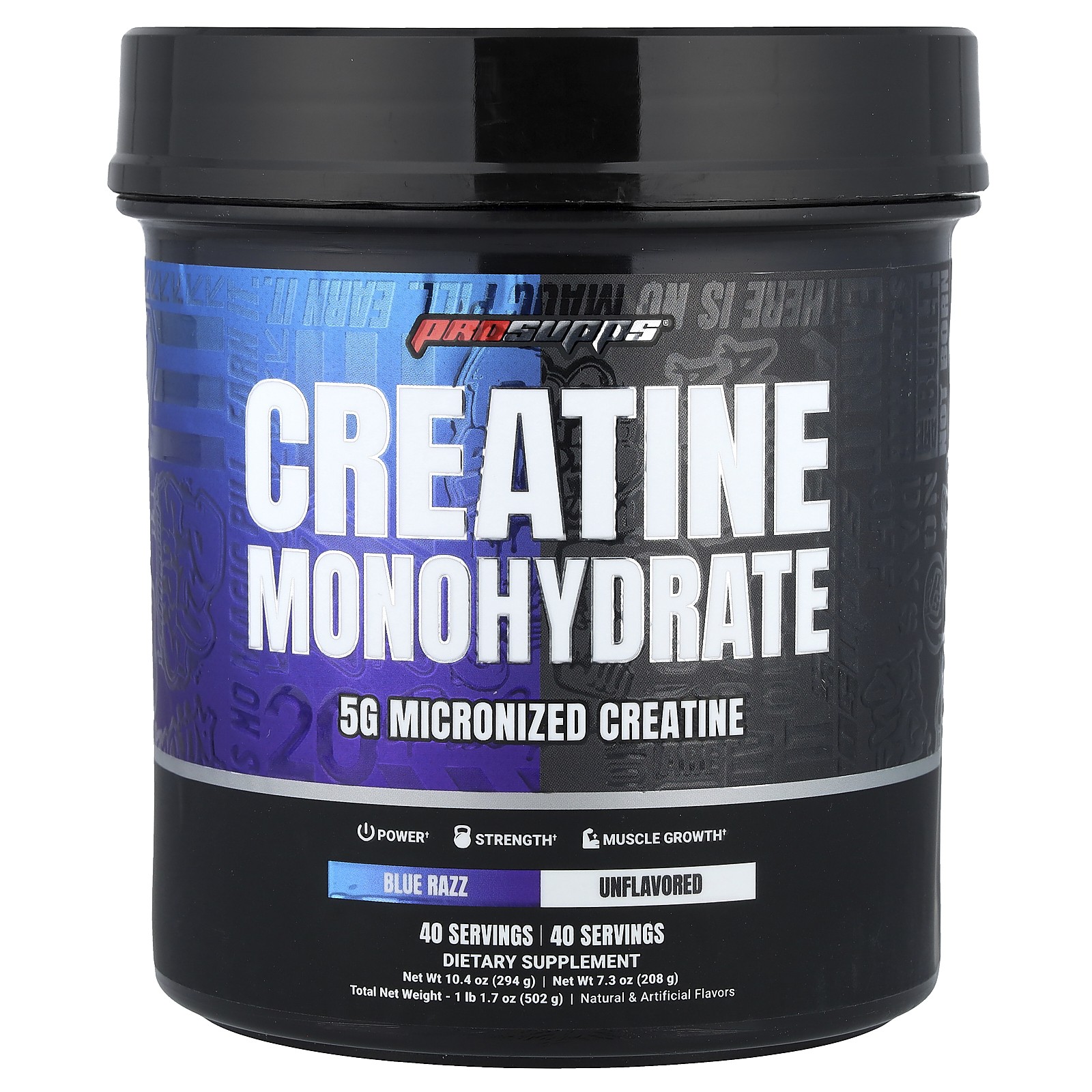 Creatine Monohydrate, Blue Razz & Unflavored, 1 lb 1.7 oz (502 g)