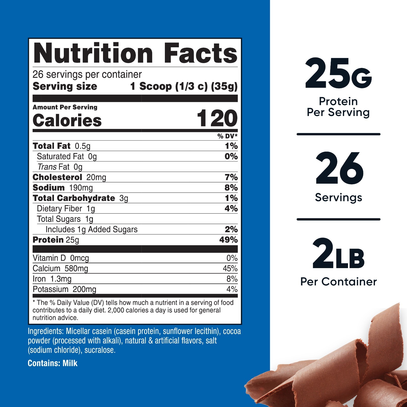 Nutricost Casein Protein Powder 2lb Chocolate – 100% Micellar Casein