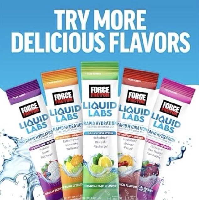 Force Factor Rapid Hydration Electrolyte Drink Mix Tropical Fruit 20 Stick Packs