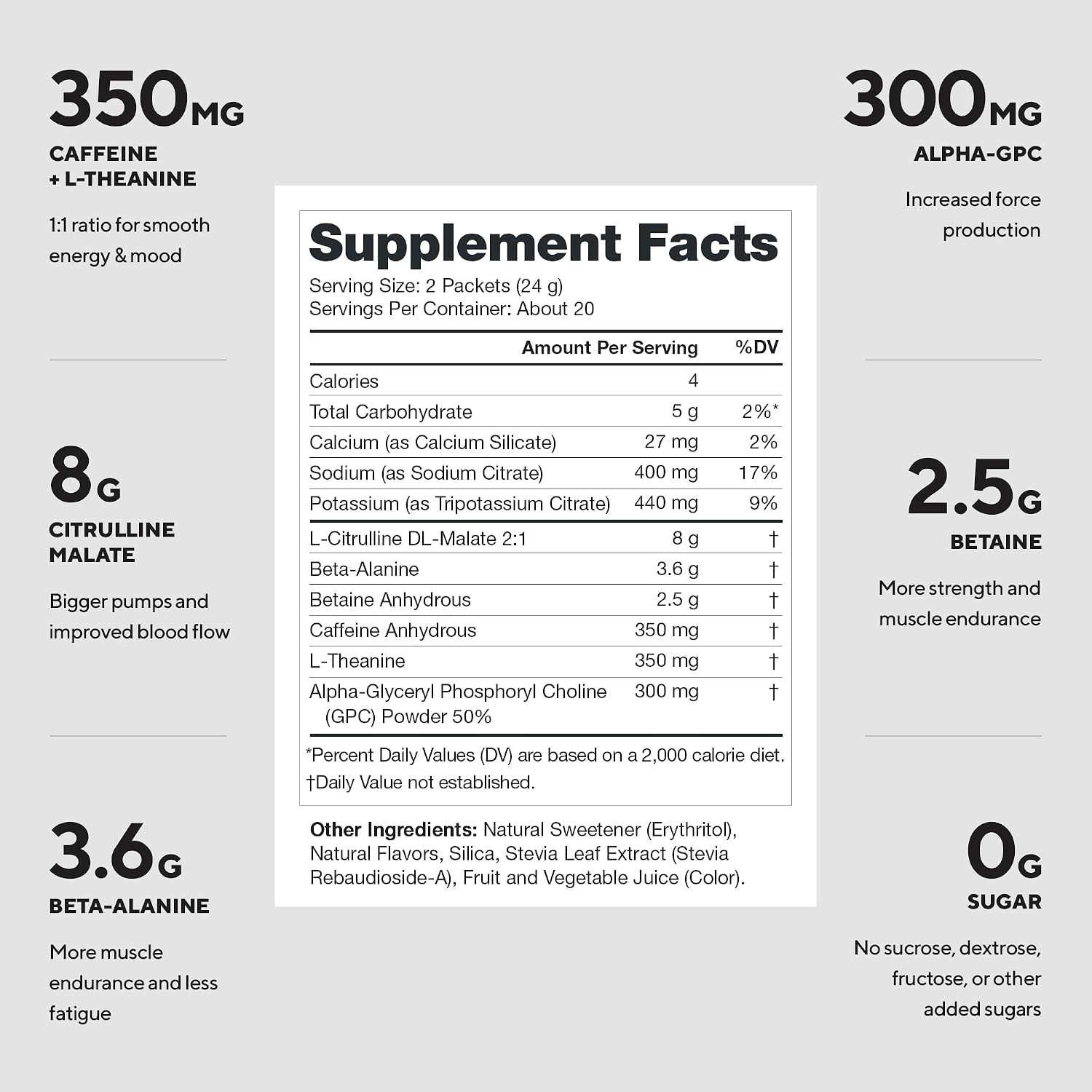 LEGION Pulse Pre Workout Packets FRUIT PUNCH, NO Booster, Beta Alanine, Caffeine