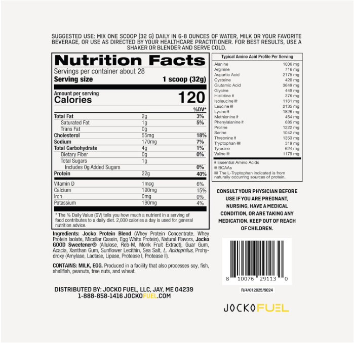 Jocko Fuel Whey Protein Powder, Banana Cream, 22g Protein, 28 Servings