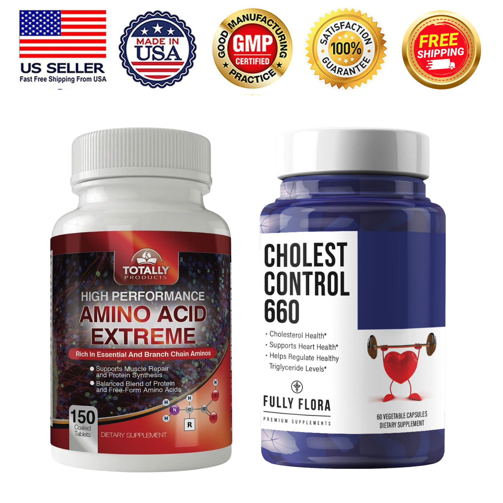 Amino Acids BCAA Muscle Support and Cholesterol Control 660mg Heart Supplement