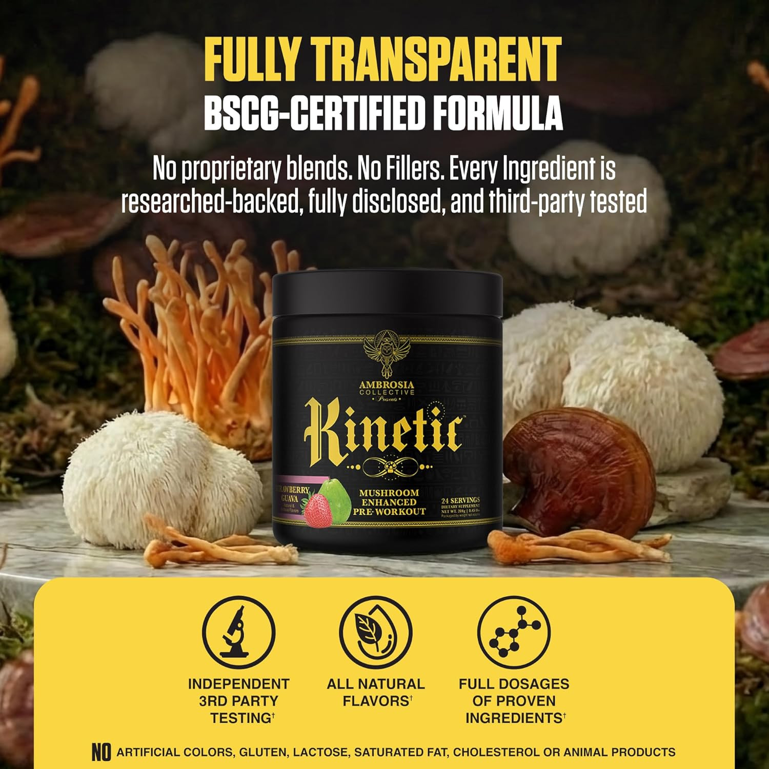 Organic Mushroom Pre Workout Powder with Creatine 3G | Lion’S Mane, Cordyceps &