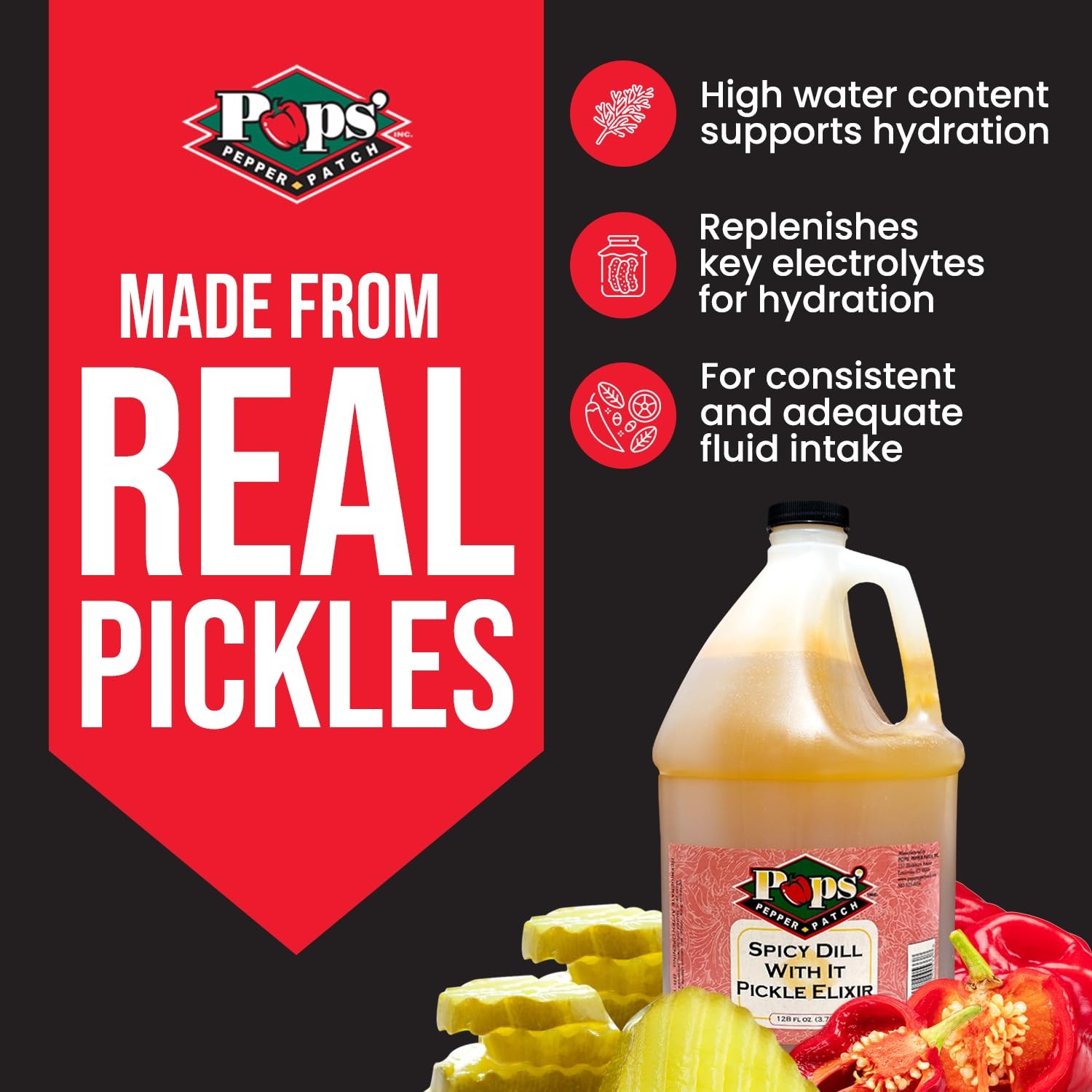 Pops Pepper Patch Spicy Pickle Elixir – Brine for Leg Cramps -…