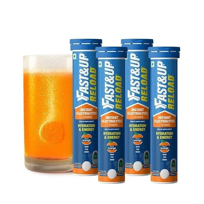 4 x Fast & Up Reload Low Sugar Orange Electrolyte 80 Effervescent Tabs