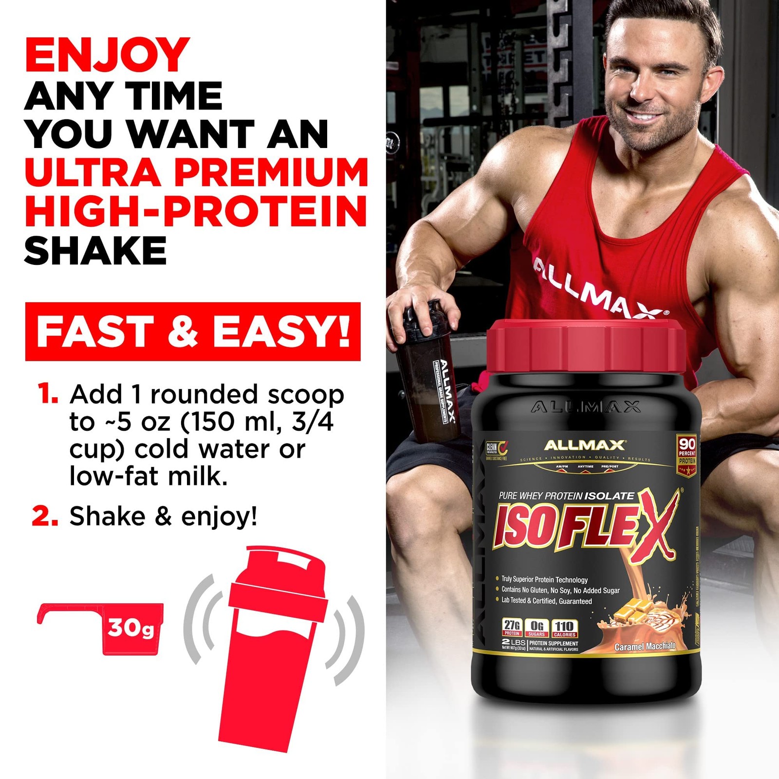 AllMax Nutrition – ISOFLEX Whey Protein Powder, Whey Protein Isolate, 27g Pro…