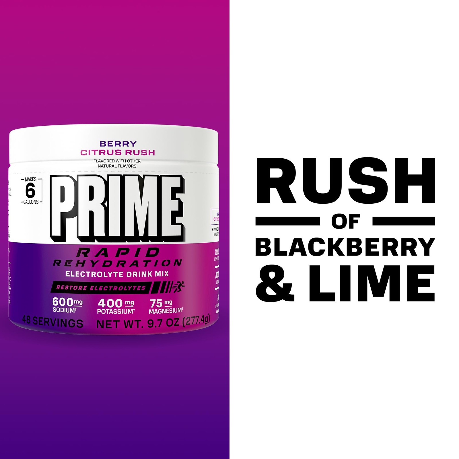 PRIME HYDRATION Berry Citrus Rush 6 gallon tub