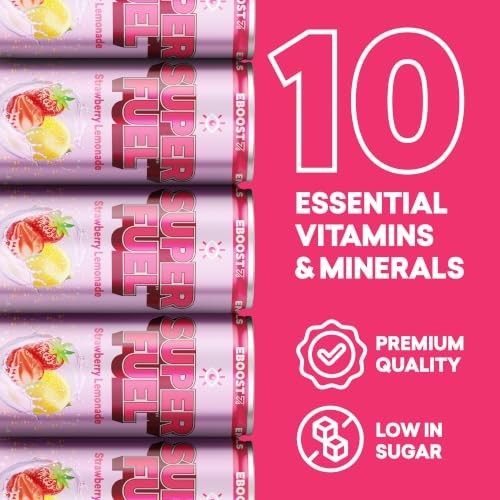 SUPER FUEL Healthy Energy Drink -: 11.5 Fl Oz (Pack of 12) Strawberry Lemonade