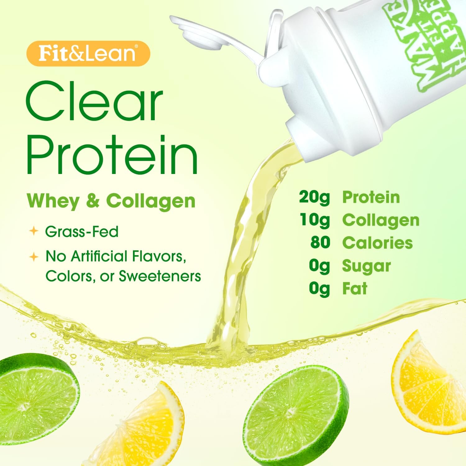 Fit & Fit Clear Protein Powder Whey Isolate Protein And Collagen Grass Fed