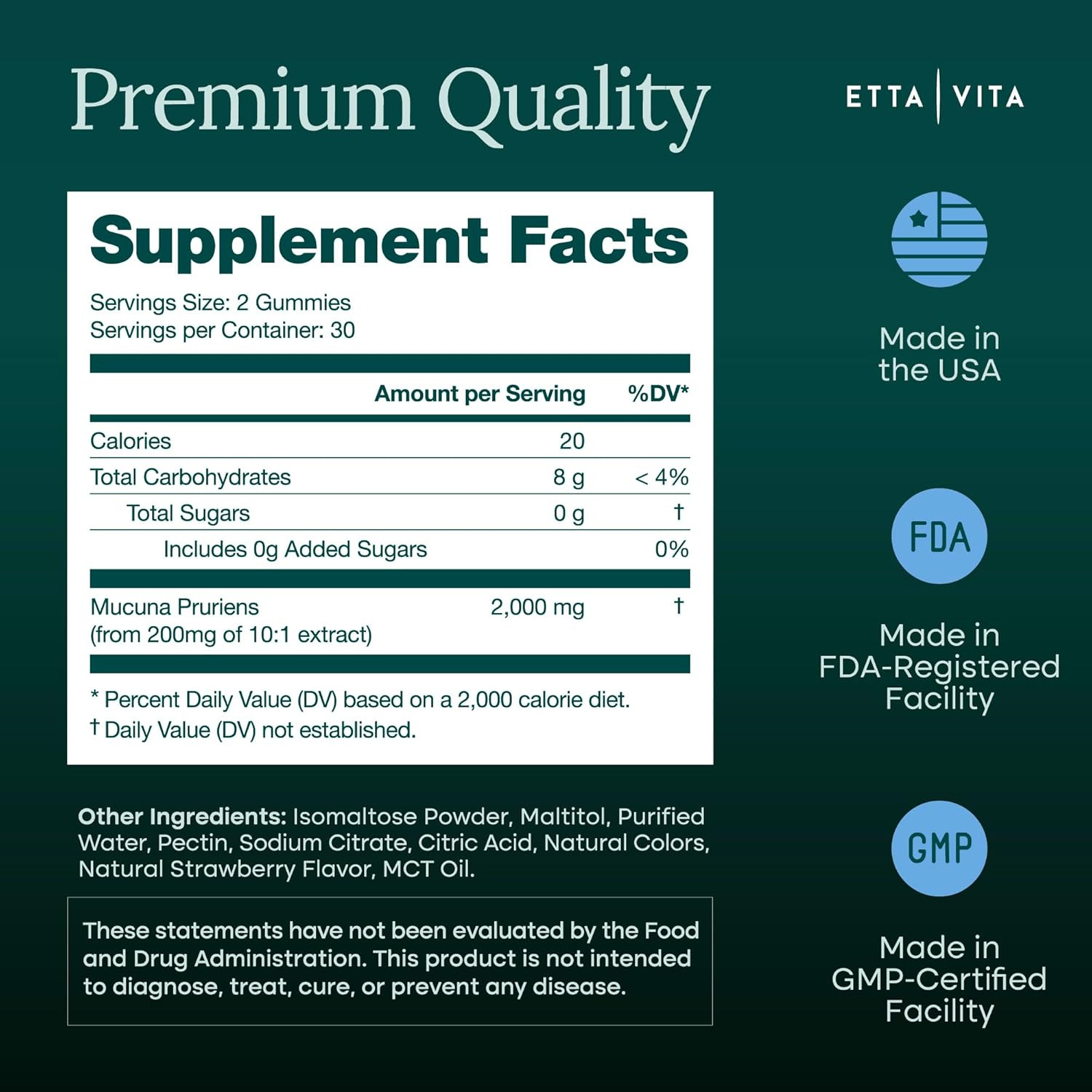 Dopamine Supplement – Sugar-Free Mucuna Pruriens Gummies (2G/Serving) Energy & F