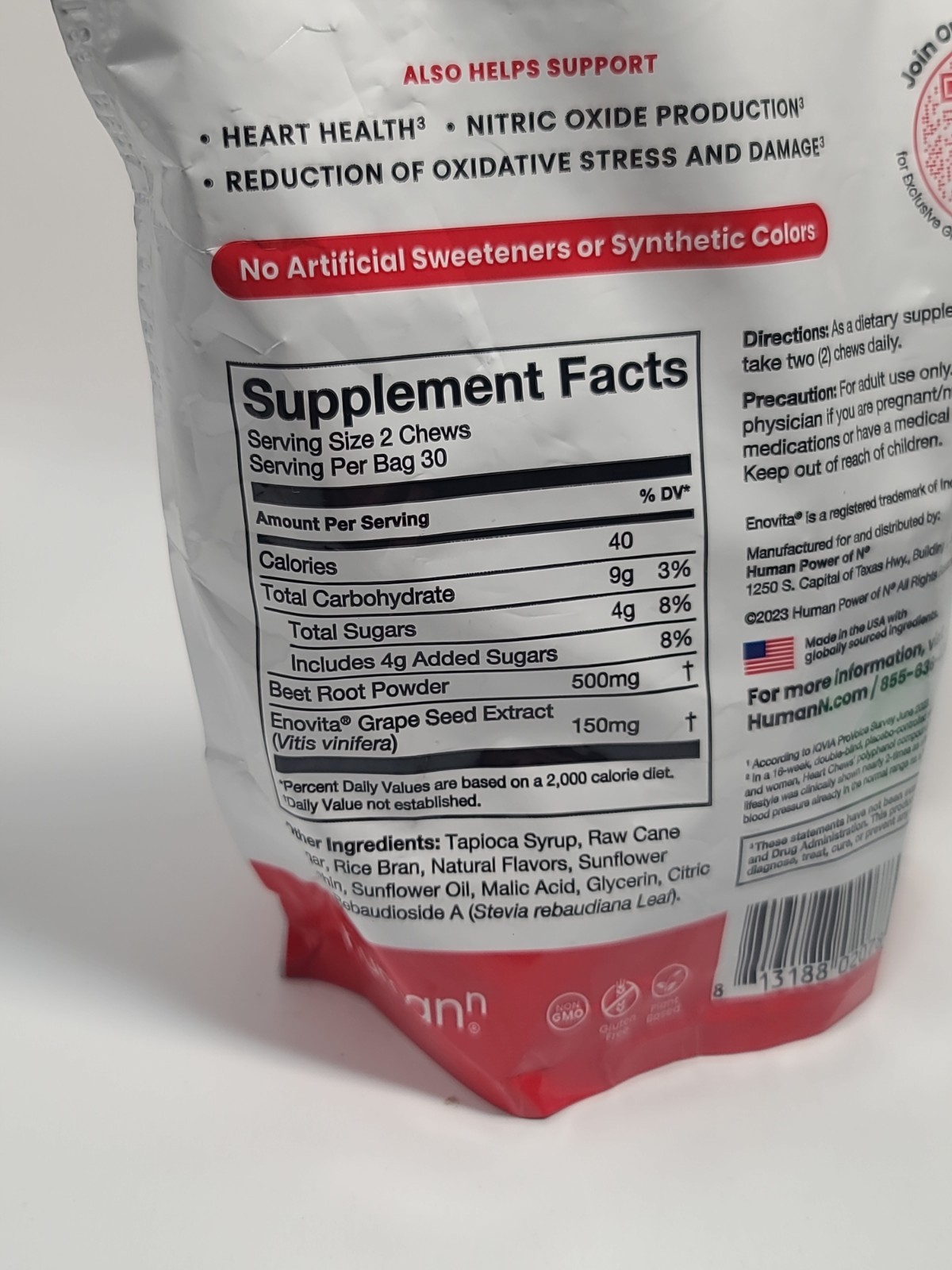 HumanN – SUPER BEETS HEART CHEWS, Pomegranate, 60 COUNT, New & Sealed, EXP 01/27