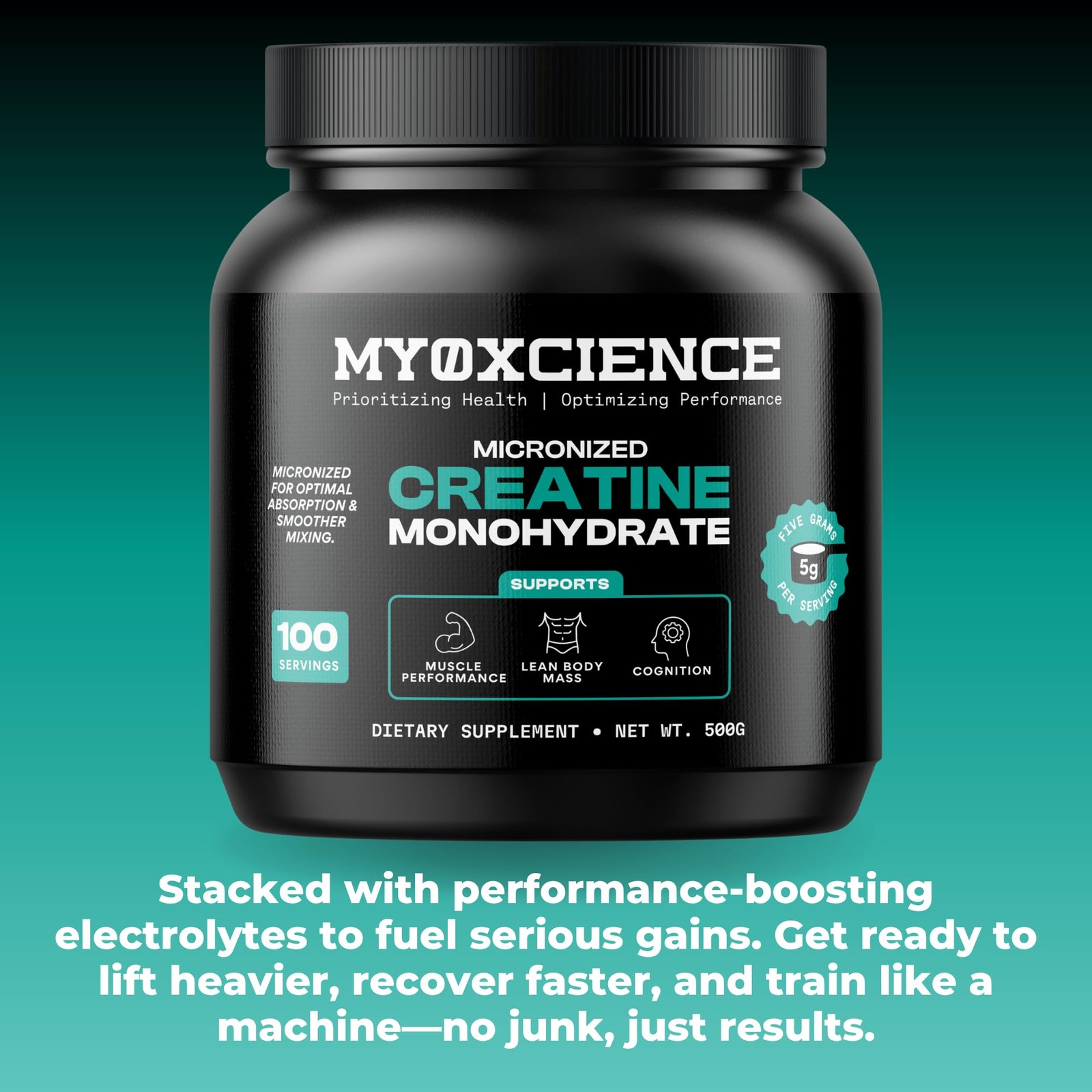 MYOXCIENCE Micronized Creatine | Supports Muscle 1.1 Pound (Pack of 1)