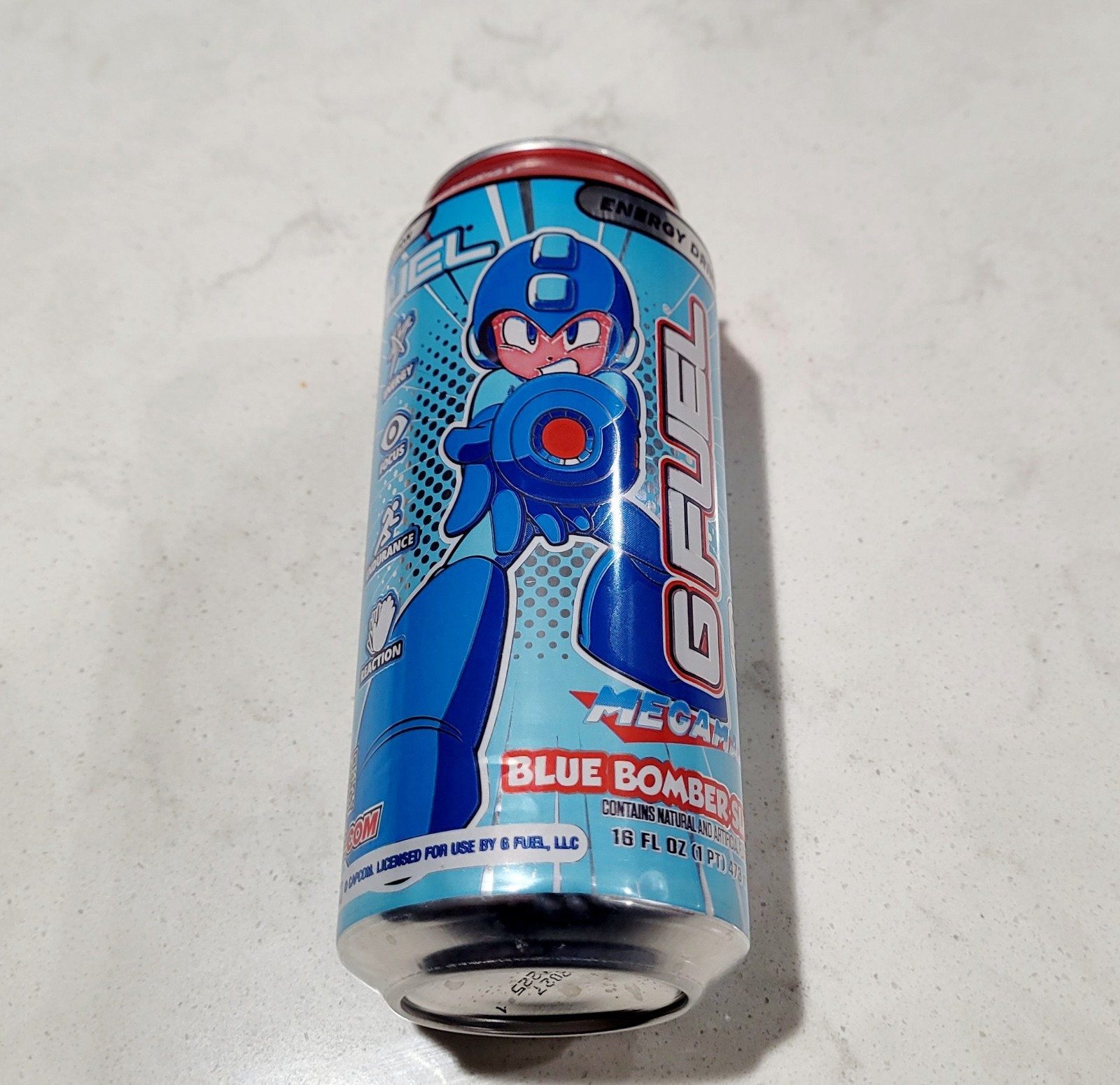 Limited Edition Megaman Blue Bomber Slushee GFuel Energy Drink Can 16oz 4 pack