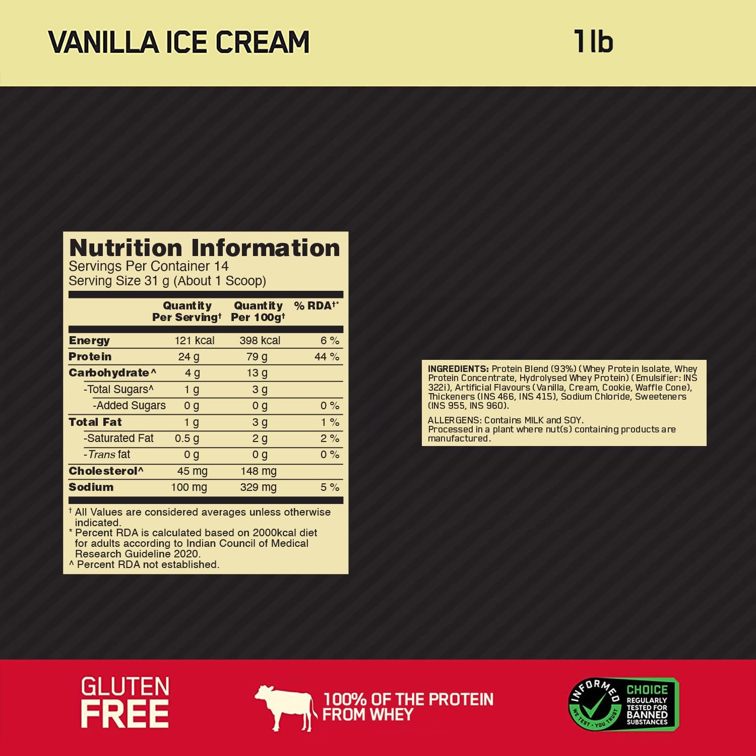 Optimum Nutrition Gold Standard Whey Vanilla 454g