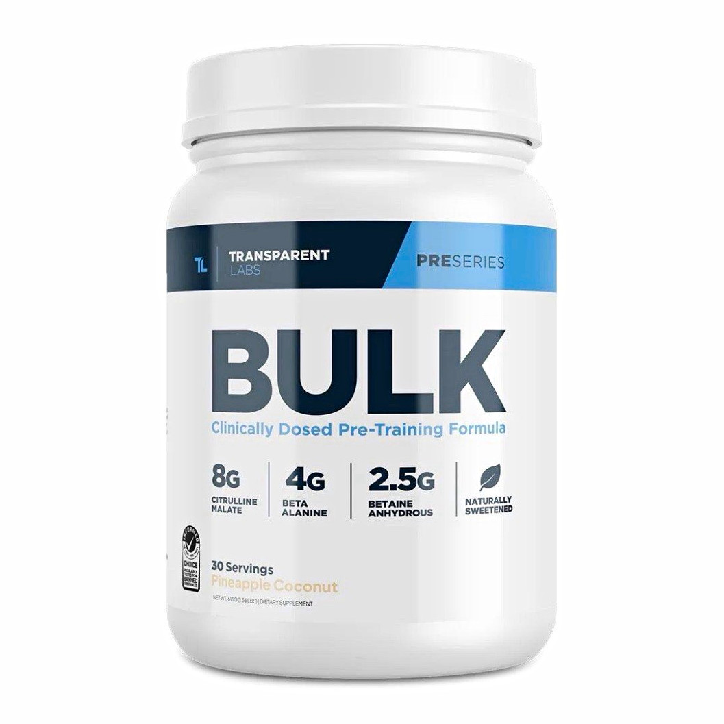 Transparent Labs Bulk Pre Workout Pineapple Coconut 30 Servings New Sealed