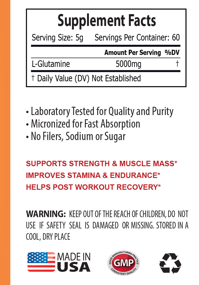 bodybuilding supplements – GLUTAMINE POWDER 5000mg – sport supplements – 1 Can