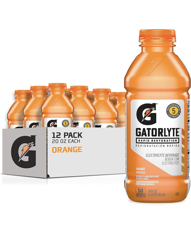 Gatorlyte Rapid Rehydration Electrolyte Beverage Orange 12 Pack