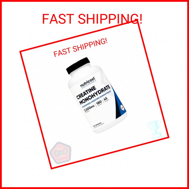 Nutricost Creatine Monohydrate 3,000mg, 180 Capsules (750mg Per Capsule) – Glute