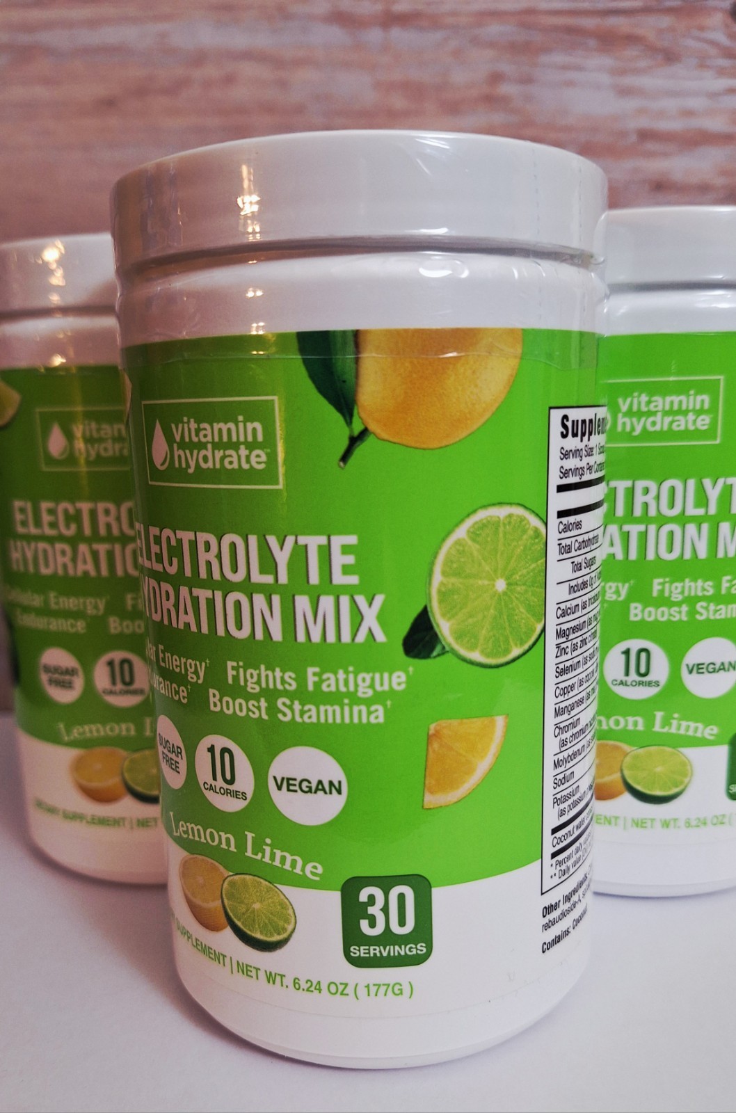 3 Tubs Vitamin Hydrate Electrolytes, Lemon Lime 🍋 30 Serv, Vegan, 03/2027✨️