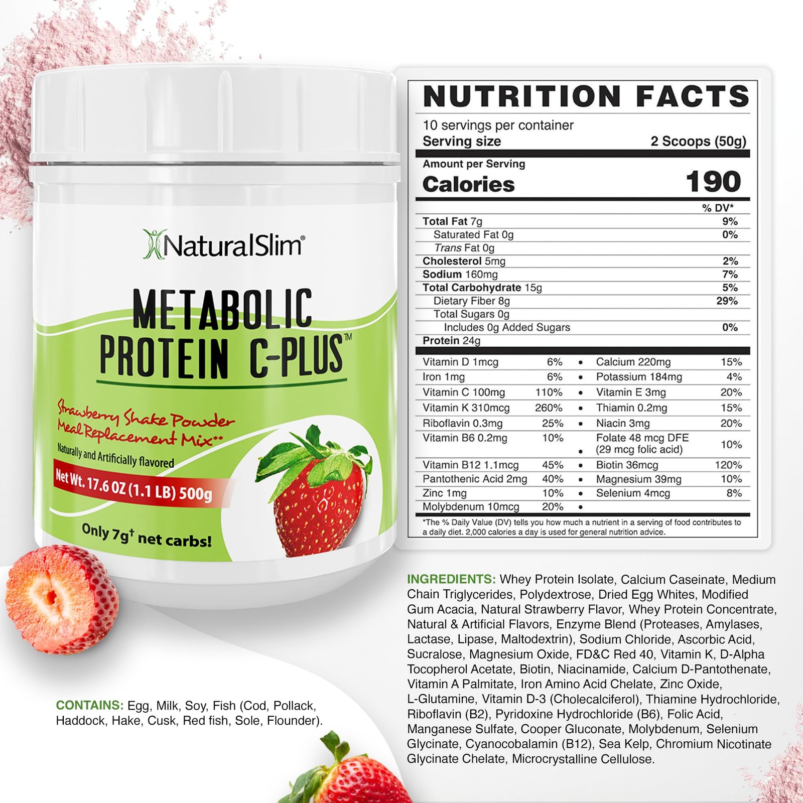 Metabolic Protein C-Plus Whey 1.1 Pound (Pack of 1), Strawberry C Plus