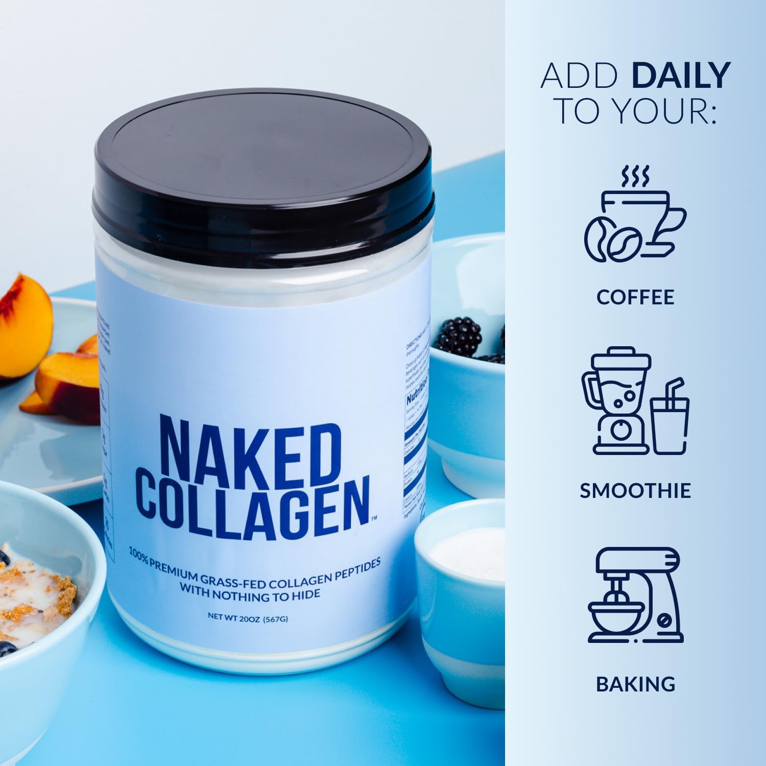 NAKED Collagen Peptides Protein Powder, 60 60 Servings (Pack of 1), Blue