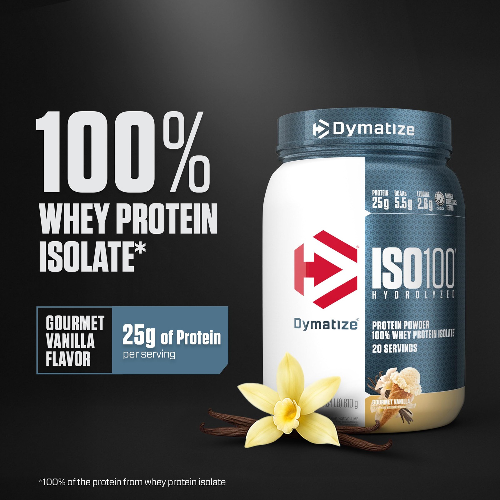 Dymatize ISO100 Whey Protein Powder 1.34 Pound (Pack of 1), Gourmet Vanilla