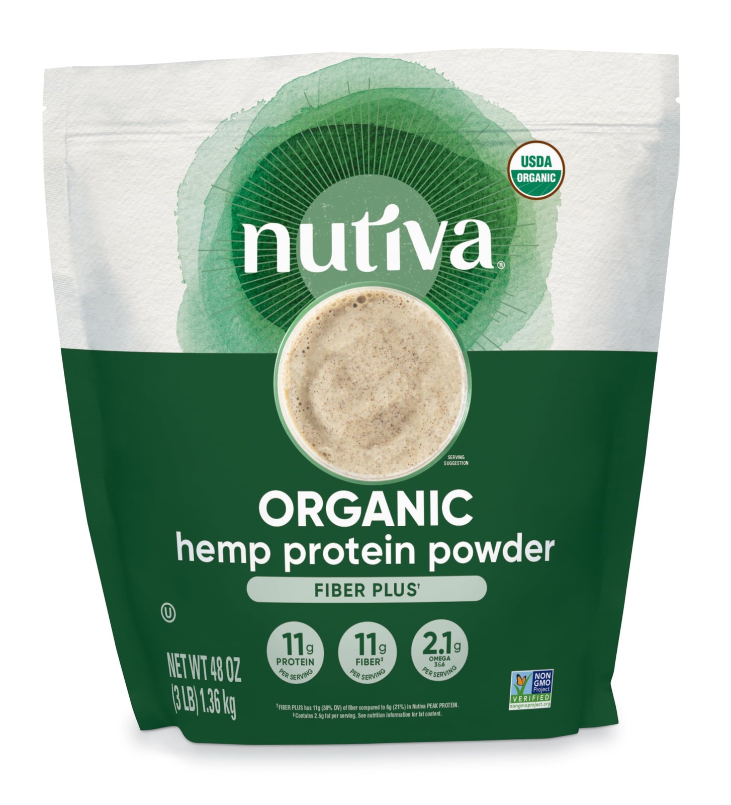 Nutiva Usda Organic Cold-Pressed Hemp Seed Plant Protein Power 3 Pound Fiber