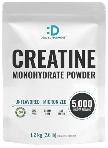 Creatine Monohydrate Powder 5g 120 Servings Micronized Unflavored