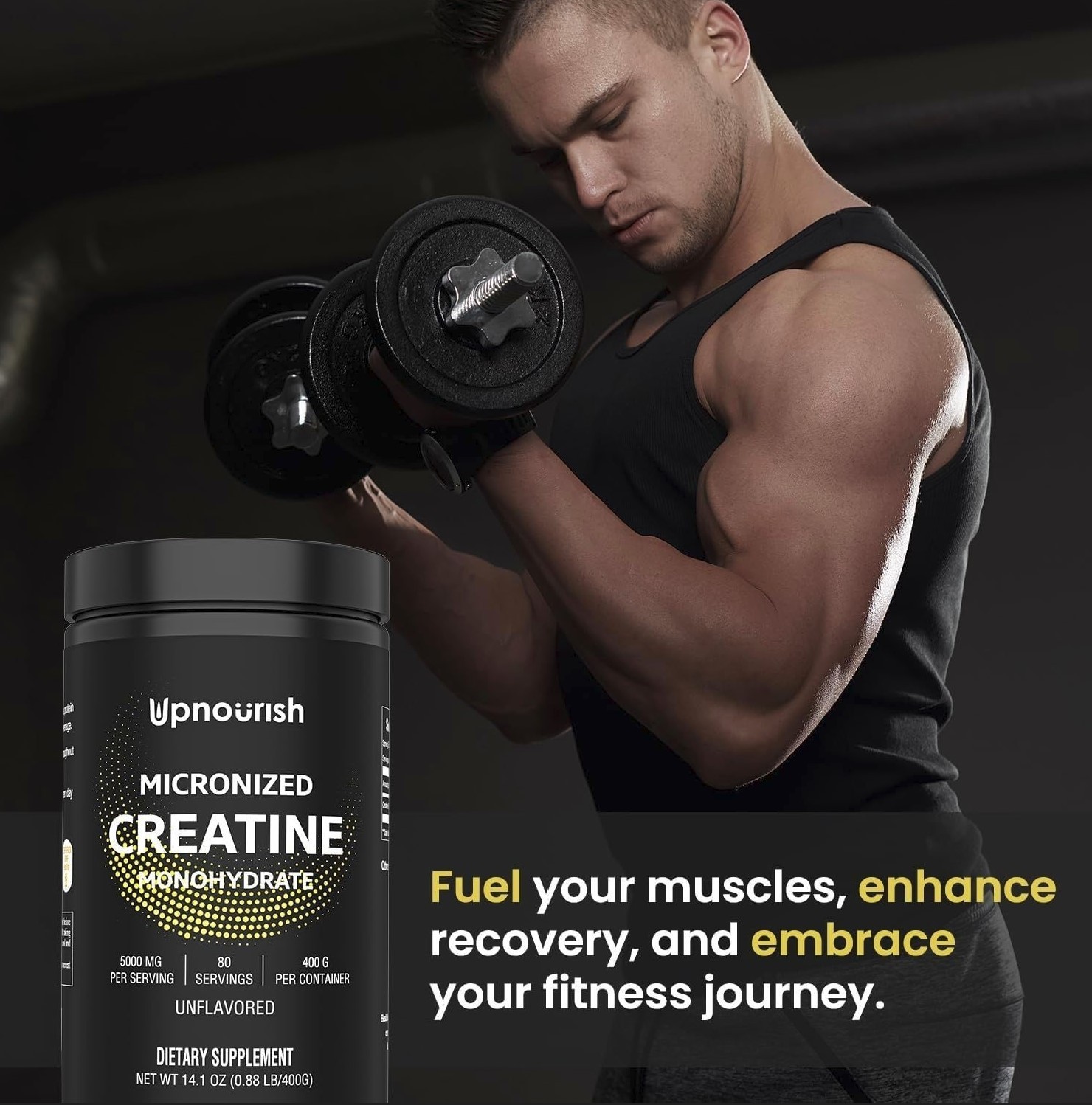 Monohidrato de creatina micronizado en polvo – apoyo muscular, sin sabor
