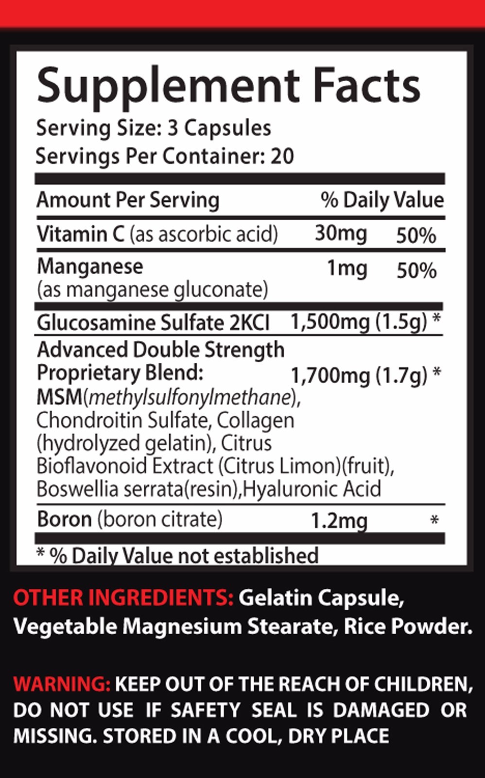 Energy vitamin packets – GLUCOSAMINE & MSM COMPLEX 3232MG 2B – msm capsules