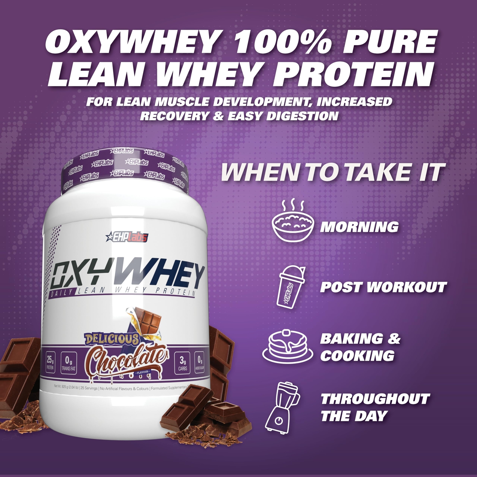 EHP Labs OxyWhey – Whey Protein Isolate, 25g Protein, Sugar-Free, 25 Servings