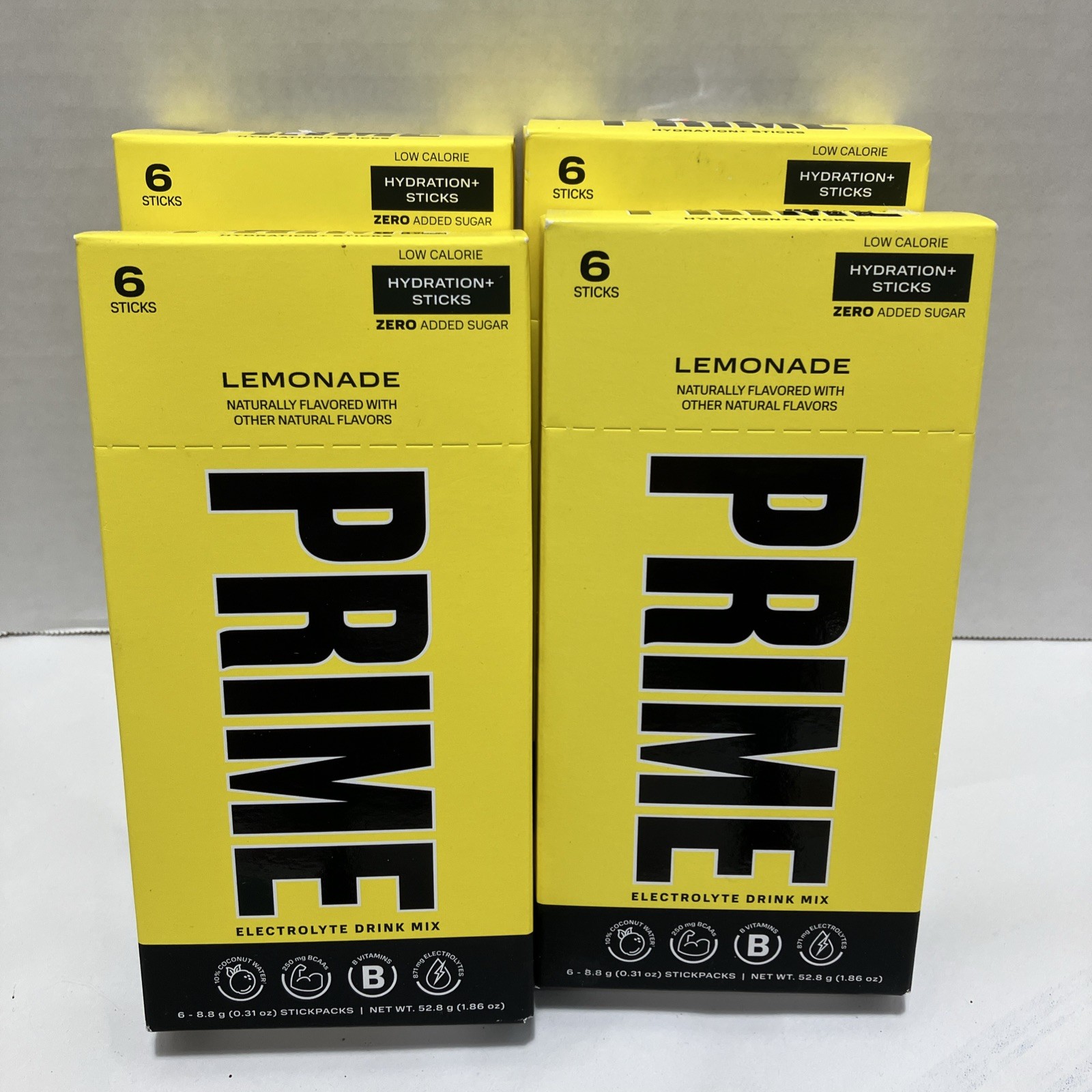 4 Prime Electrolyte Hydration Drink Mix Sticks Lemonade 24 Packs Zero Add Sugar