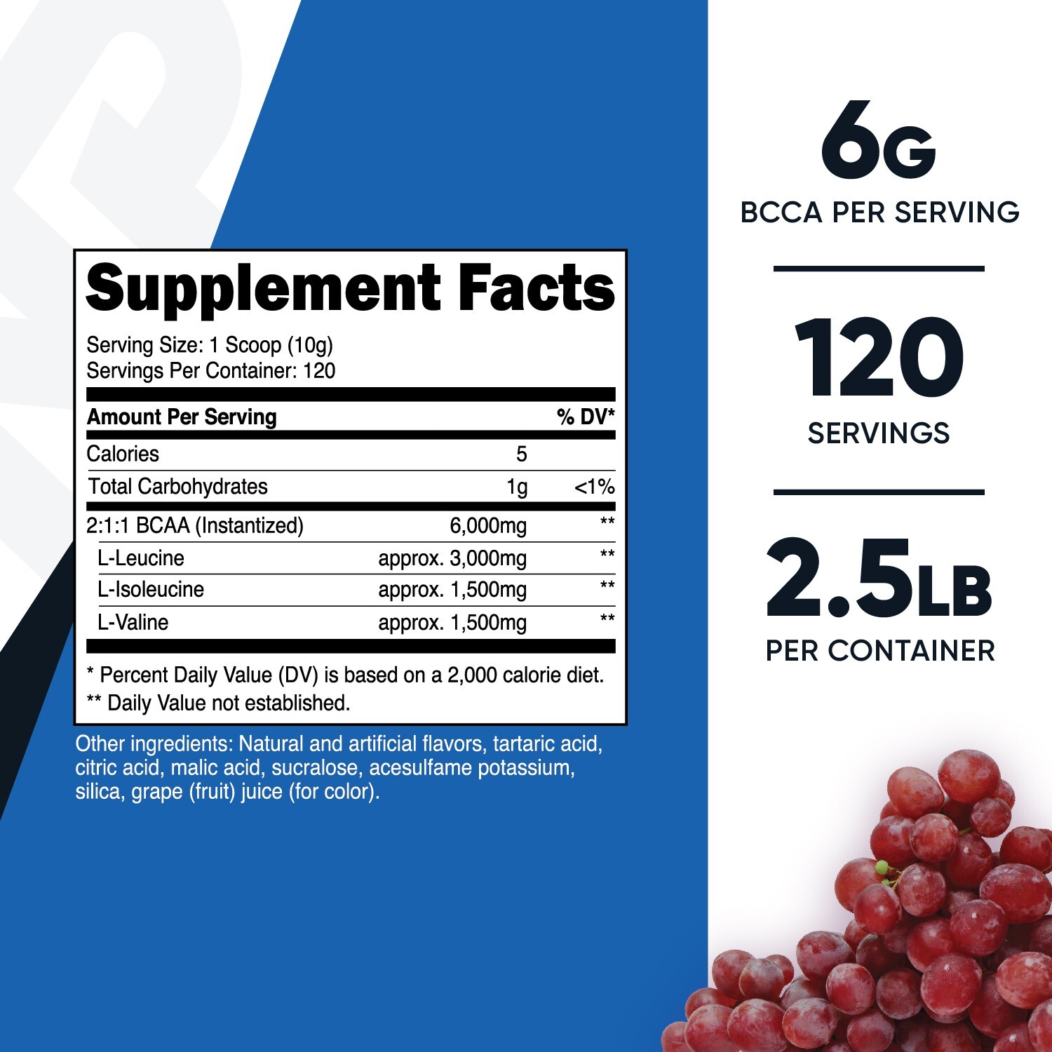 Nutricost BCAA Powder 2:1:1 (Grape, 120 Servings) – Gluten Free, Non-GMO
