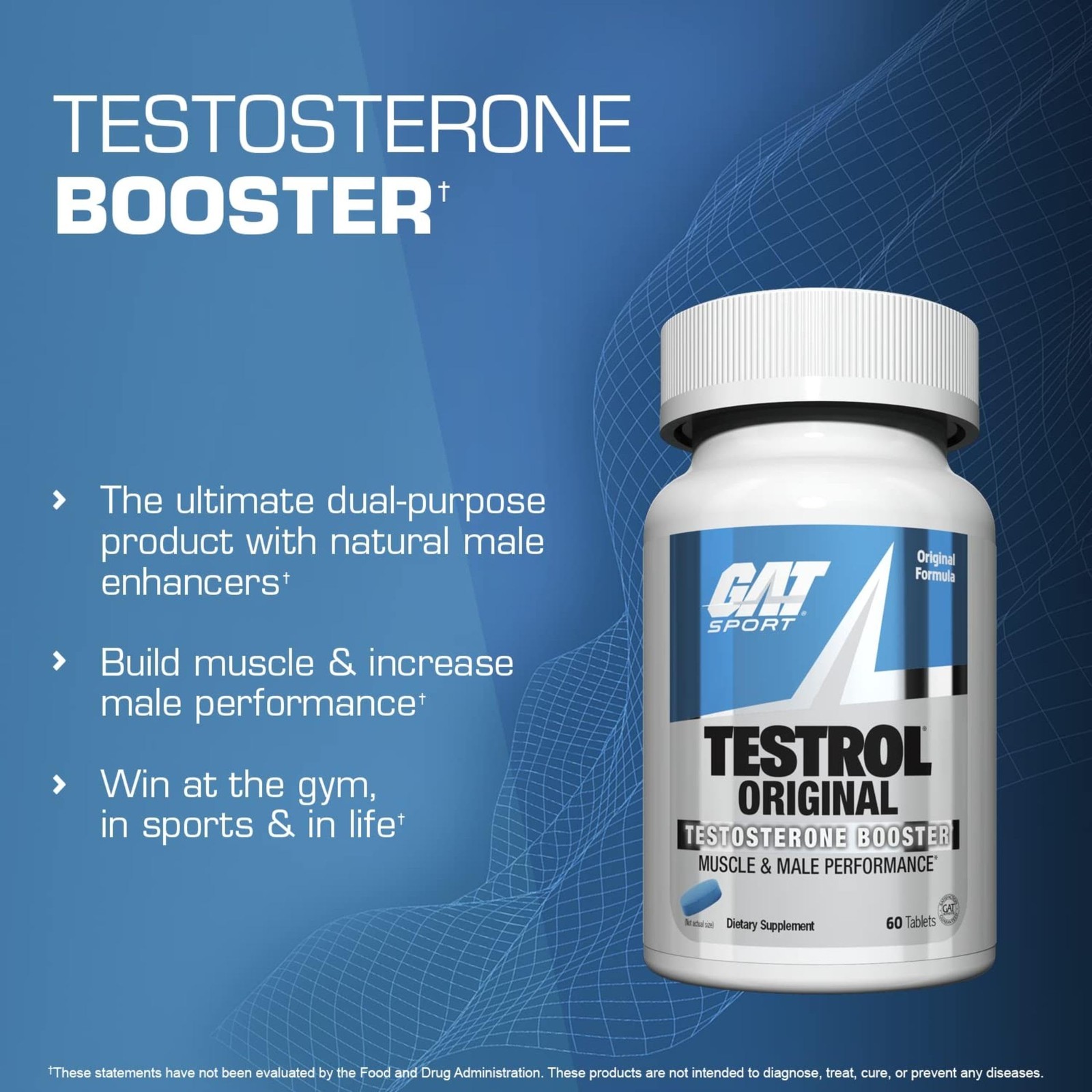 GAT SPORT Testrol Original Test Booster | Male 60 count (Pack of 1)