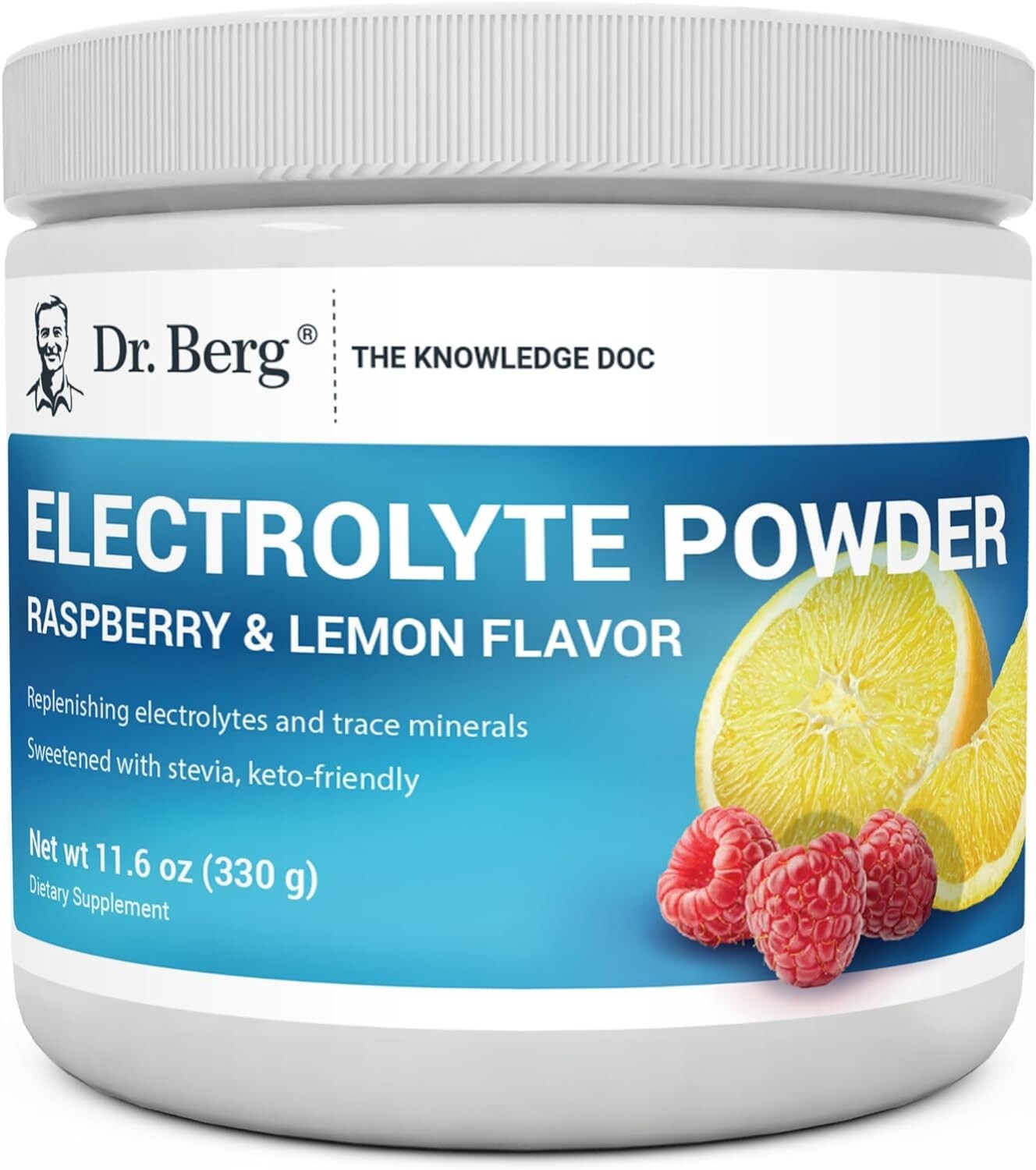 Dr. Berg Electrolyte Powder, Raspberry & Lemon, Hydration Drink Mix,50 Servings