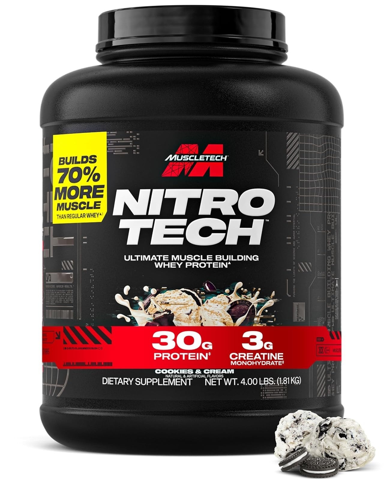 MuscleTech Nitro-Tech Whey Protein Powder Vanilla Cream 2.2 lb