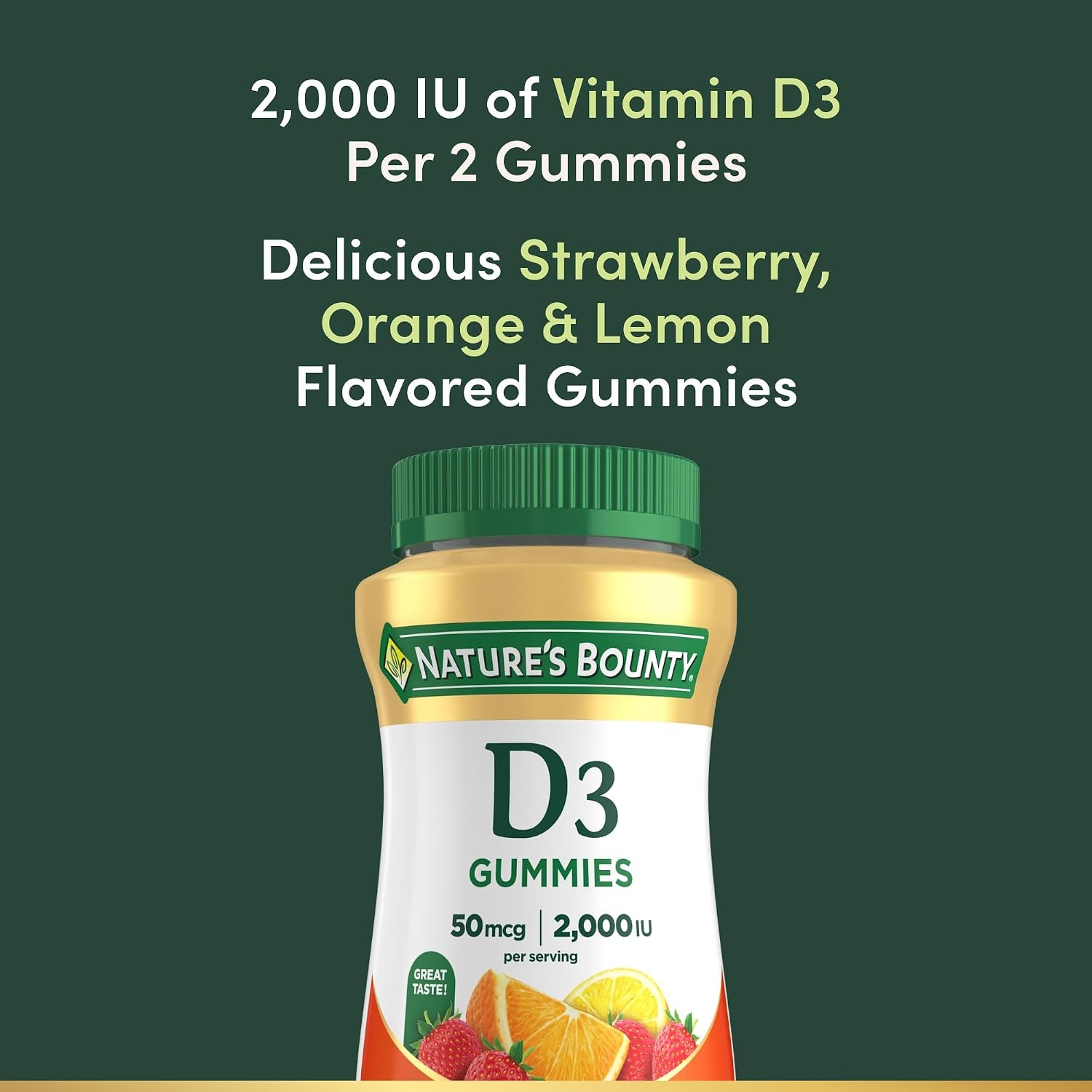 Nature’s Bounty Vitamin D3 Gummies, Vitamin Supplement, Supports Immune Health,