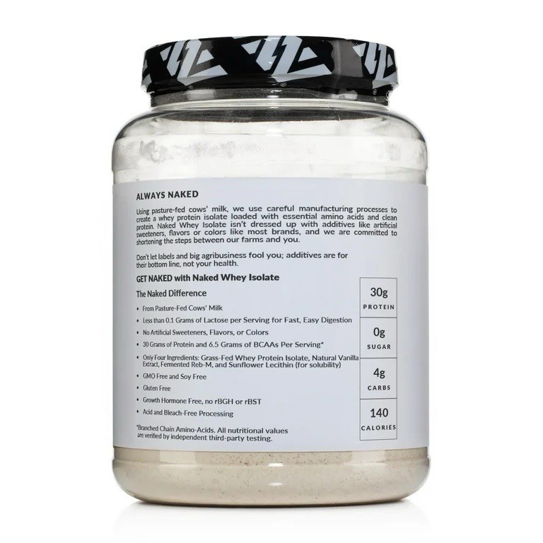 Naked Vanilla Whey Isolate, Grass-Fed Protein, 24 Servings