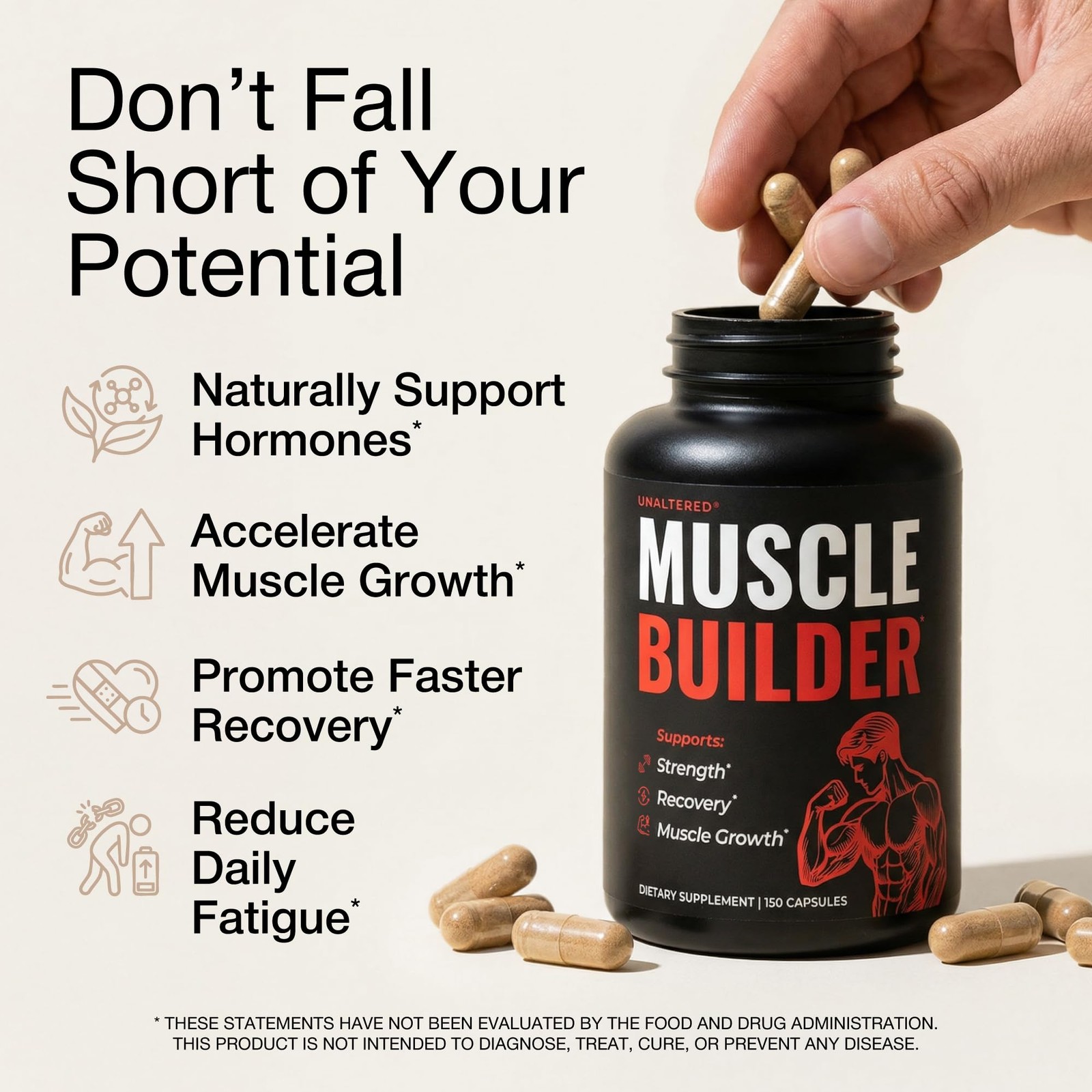 UNALTERED 6-in-1 Anabolic Muscle Builder for Men – 150 Count (Pack of 1)
