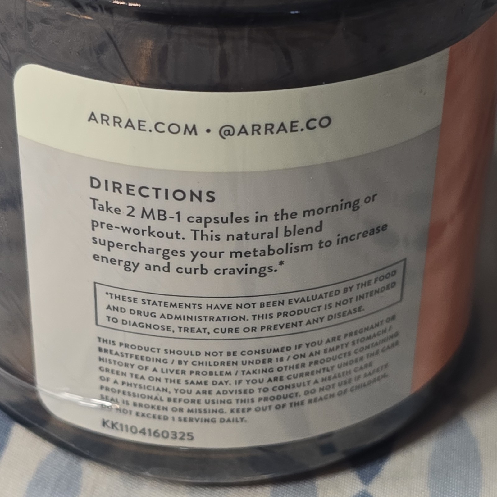 Arrae MB-1 Metabolic Burn Vitamin B6 Chromium Green Tea 40 Capsules