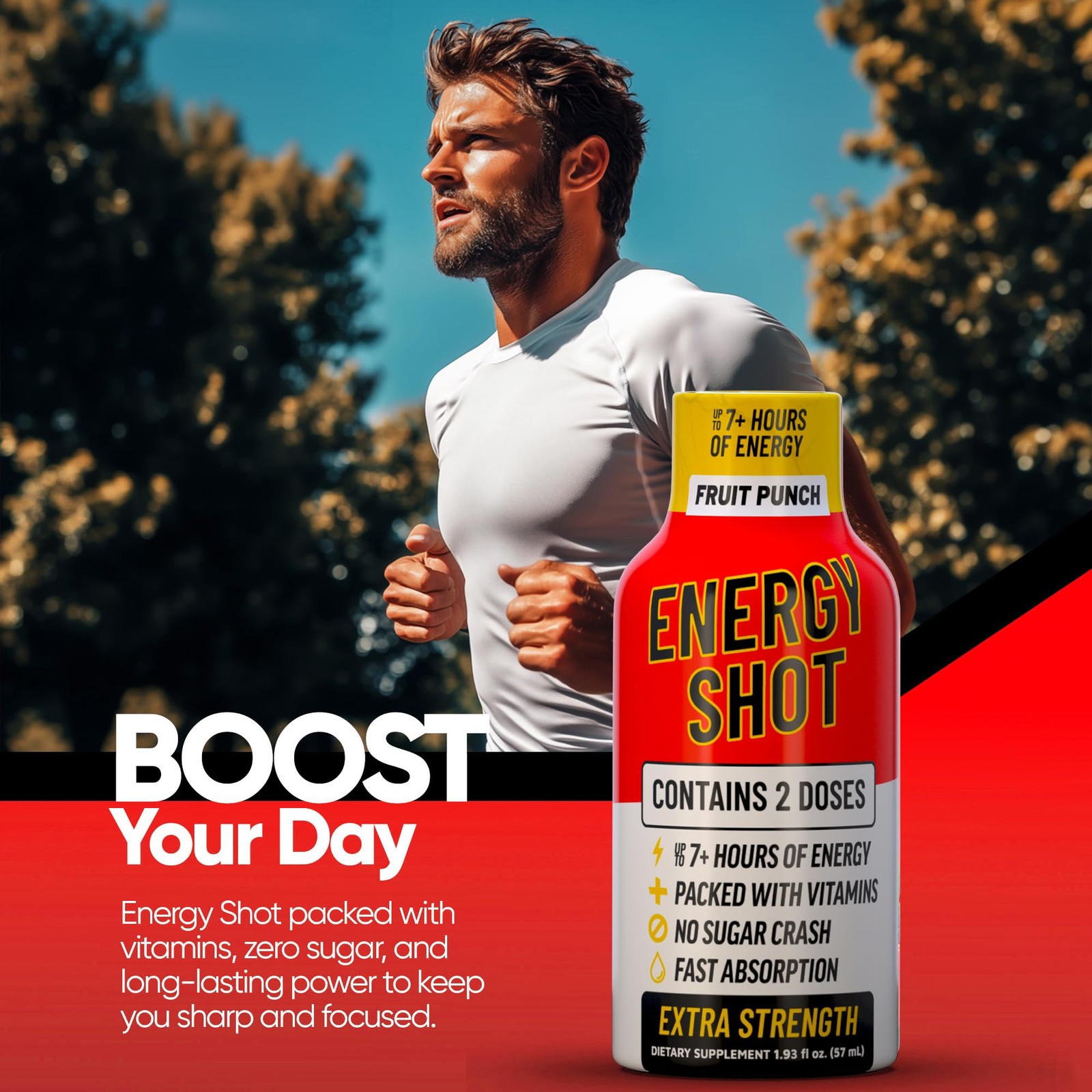 Fruit Punch Extra Strength Energy Shot 48 pk – 260mg 1.93 Fl Oz (Pack of 48)