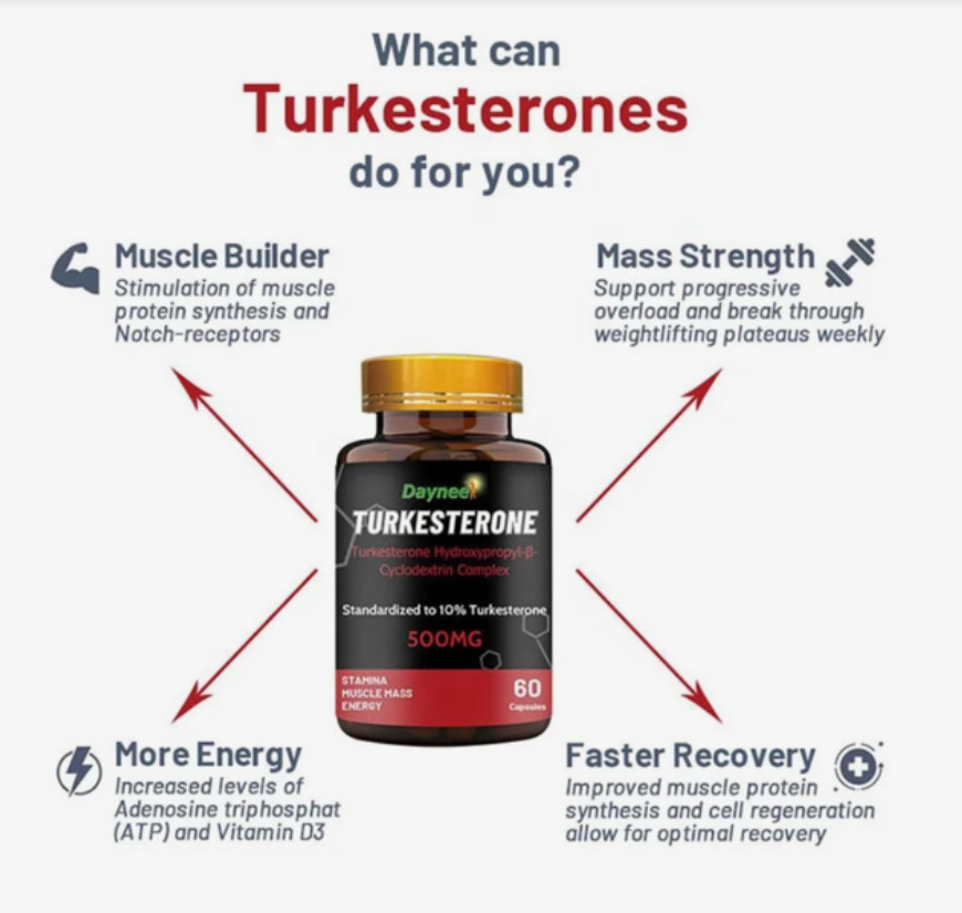 Turkesterone 500mg Complex/Ajuga Turkestanica 10% Standardized 60 CAPSULES,USA