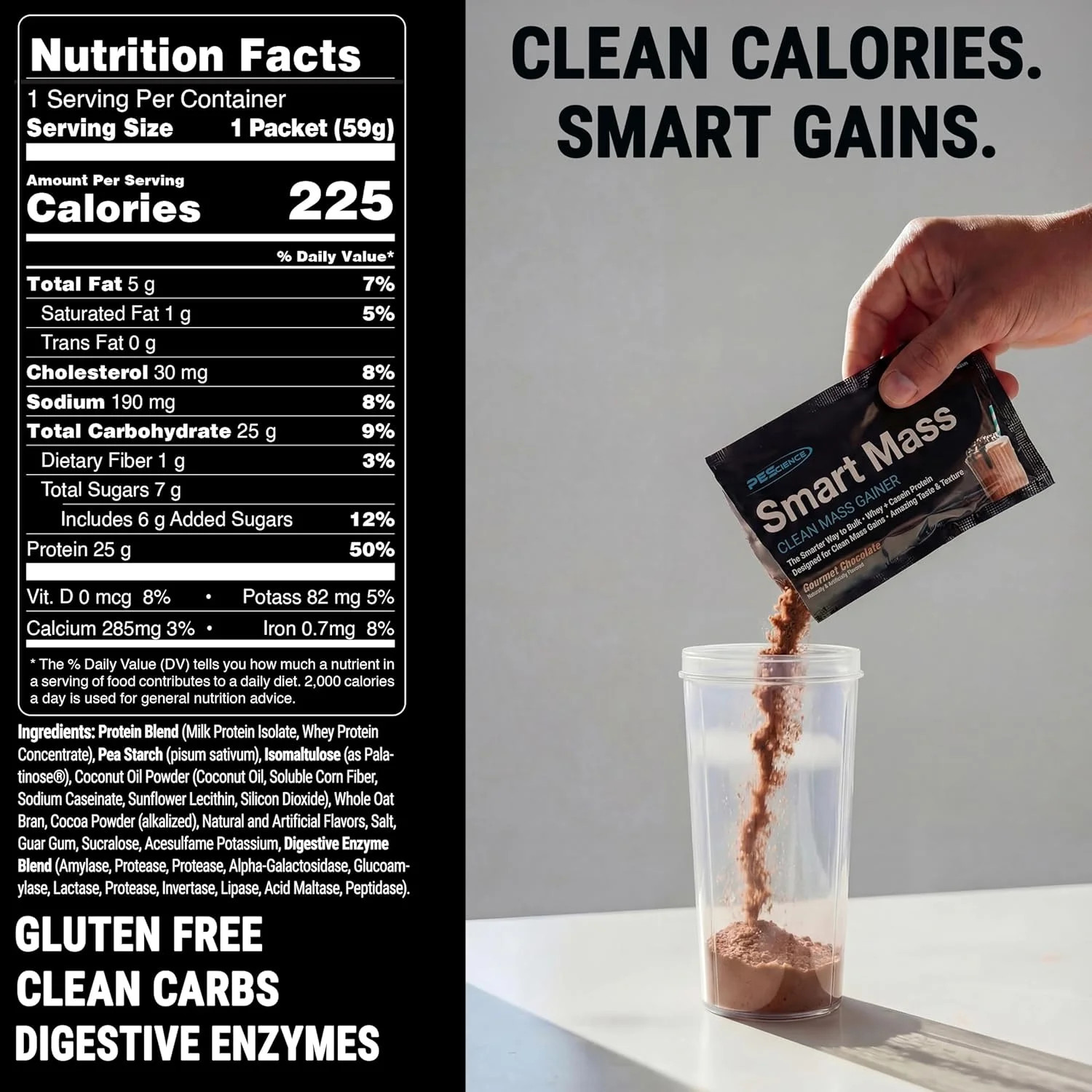 PEScience Smart Mass Gainer, Lean Muscle Weight Gainer, Whey Protein & Casein Pr