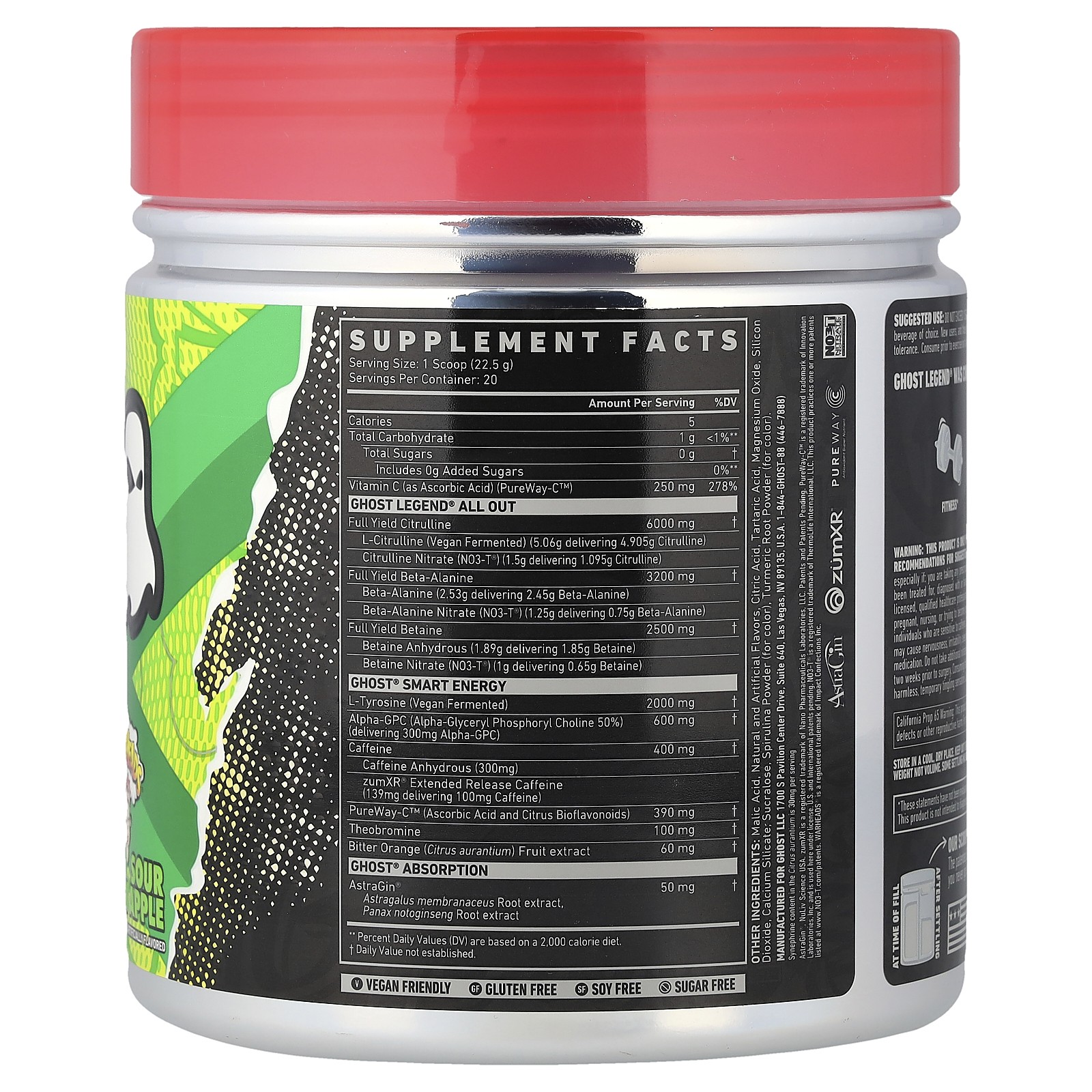 Legend® All Out Pre-Workout, Warheads® Sour Green Apple, 15.9 oz (450 g)