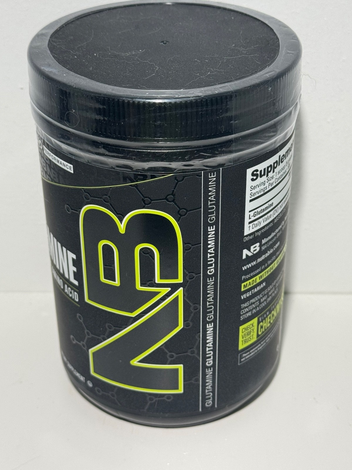 Nutrabio performance Glutamine PREMIUM GRADE amino acid 1.1 lb (500 g)