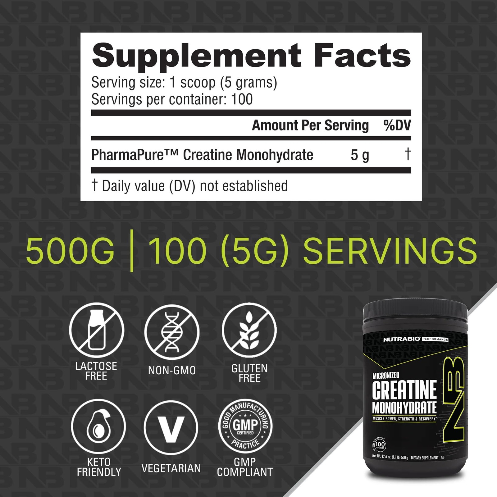 Pure Micronized Creatine Monohydrate Powder Supplement Unflavored 500 g – Sup…