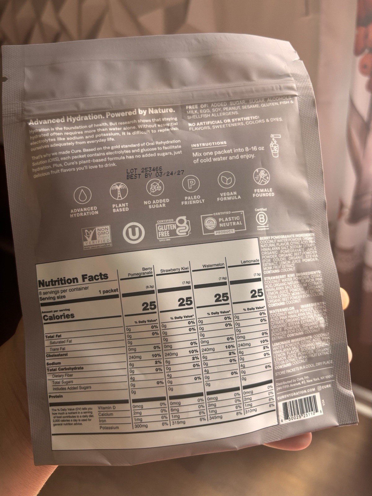 Cure Electrolyte Drink Mix Variety Pack Plant-Based No Added Sugar