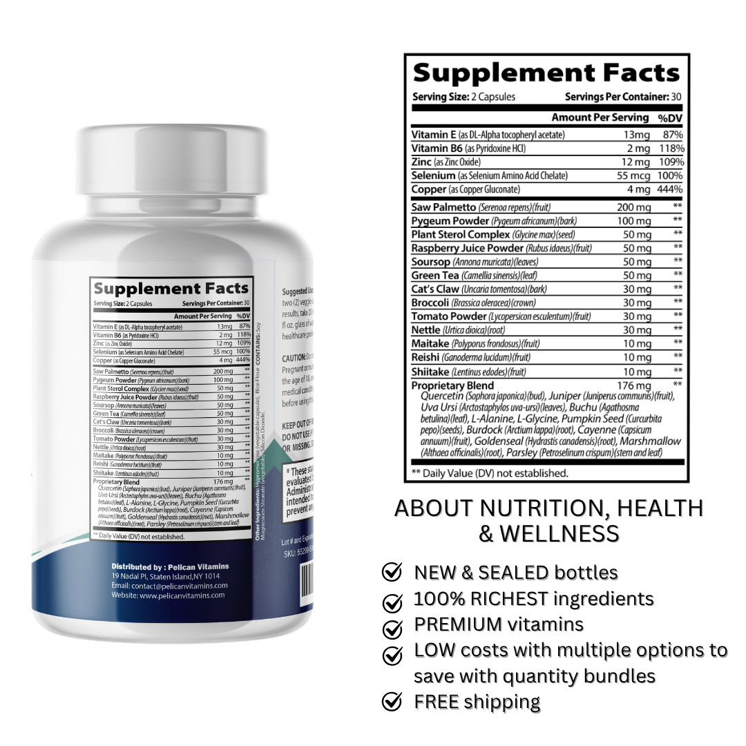 Urovia- Prostate Support- 2 Bottles- 120 Capsules