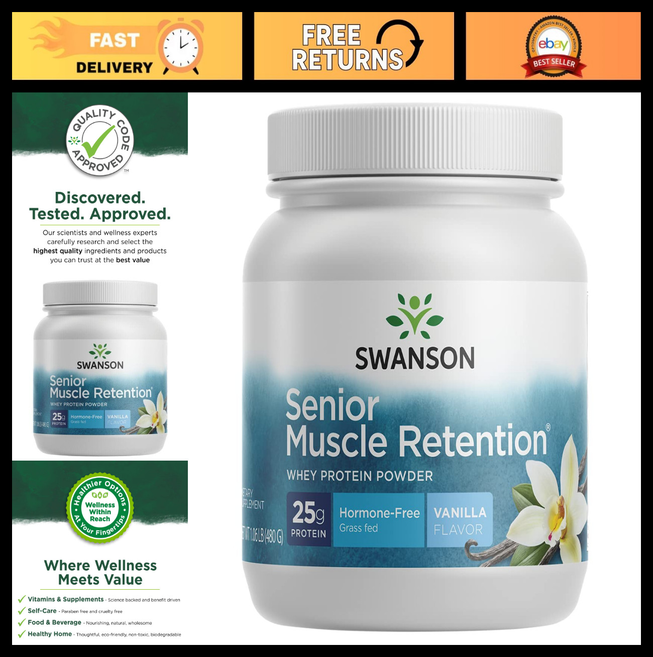 Senior Muscle Support Powder, 1.06 LB – Protein Boost for Active Adults